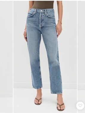 AGOLDE Straight Leg Mid-Rise KYE Cropped Jeans Light Blue Wash Size 31